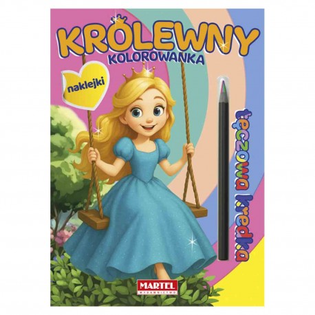 520149 KOLOROWANKA Z KREDKĄ TĘCZOWĄ I NAKLEJKAMI. KRÓLEWNY MARTEL