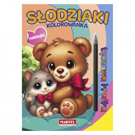 520125 KOLOROWANKA Z KREDKĄ TĘCZOWĄ I NAKLEJKAMI. SŁODZIAKI MARTEL