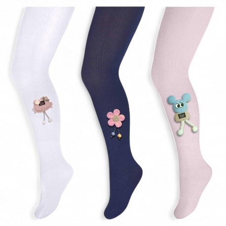 139712 RAJSTOPY DZIECIĘCE WISKOZA Z APLIKACJĄ 12-13L ROZMIAR 152-158 MIX MILUSIE BRAND S.C.