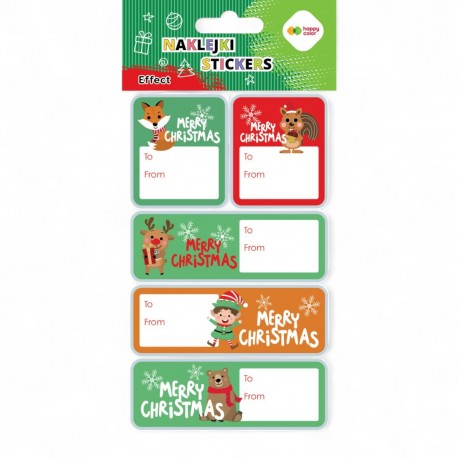 026591 HAPPY COLOR NAKLEJKI ŚWIĄTECZNE XMAS ANIMALS TAG GDD