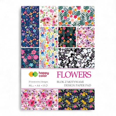 039959 HAPPY COLOR BLOK Z MOTYWAMI FLOWERS 16 ark. GDD