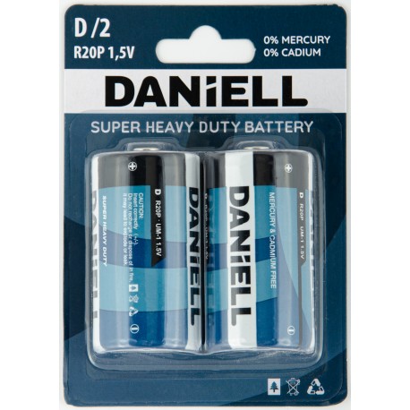 037195 BATERIA DANIELL SUPER ALKALINE D LR20 2 SZT