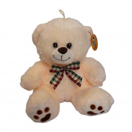 243087 DEEF PLUSZAK PLUSZOWY MIŚ JASNY KREMOWY Z KOKARDĄ 28 CM