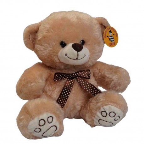 243025 DEEF PLUSZAK PLUSZOWY MIŚ JASNO BRĄZOWY Z KOKARDĄ 28 CM