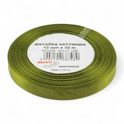 683489 WSTĄŻKA SATYNOWA OLIWKOWA ZIELEŃ 12x32 BREWIS