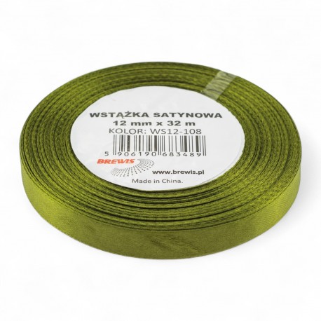 683489 WSTĄŻKA SATYNOWA OLIWKOWA ZIELEŃ 12x32 BREWIS