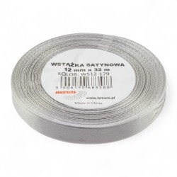 683588 WSTĄŻKA SATYNOWA SREBRNY 12x32 BREWIS