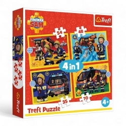 34348 TREFL PUZZLE 4w1 STRAŻAK SAM, STRAŻAK NA SYGNALE