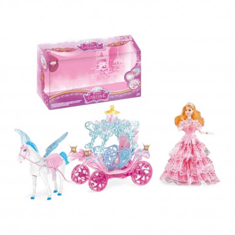 483538 ZESTAW LALKA KAROCA Z CHODZĄCYM KONIEM 60 CM BIGTOYS