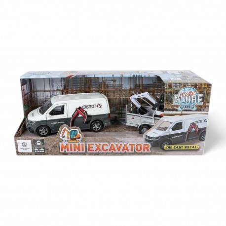 554395 WV TRANSPORTER Z PRZYCZEPĄ I KOPARKĄ GLOBE TRAFFIC HIPO