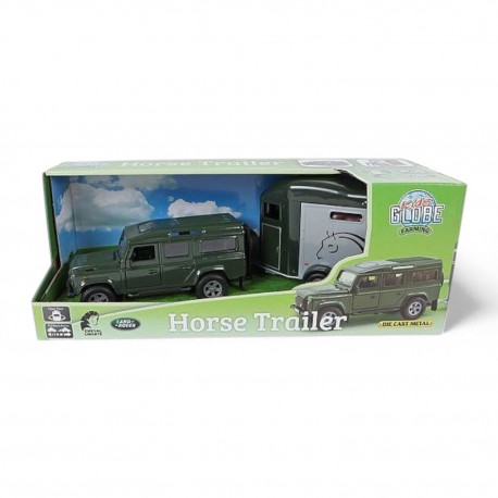 555002 LAND ROVER Z PRZYCZEPĄ NA KONIE GLOBE TRAFFIC HIPO