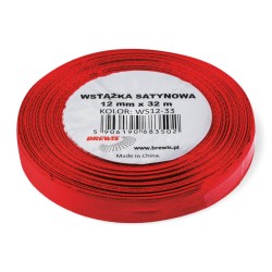 683519 WSTĄŻKA SATYNOWA BORDOWY 12x32 BREWIS