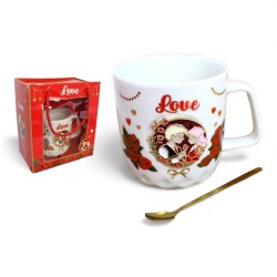 172659 KUBEK CERAMICZNY Z ŁYŻECZKĄ LOVE PARA 420 ML 7&7