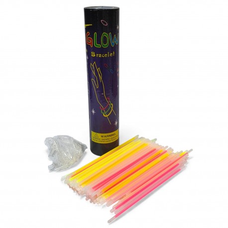 602656 OPASKA ŚWIECĄCA BRANSOLETKA FLUO PATYCZKI 20CM 100 SZTUK W TUBIE