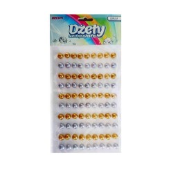 685599 DŻETY SAMOPRZYLEPNE ZŁOTE SREBRNE KORALIKI 90 SZTUK BREWIS