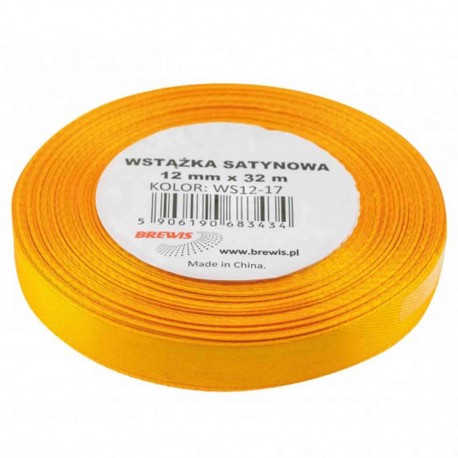 683434 WSTĄŻKA SATYNOWA KOLOR CIEMNOŻÓŁTY 12x32 BREWIS