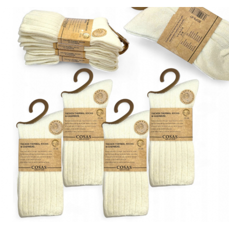 888586 SKARPETKI KASZMIROWE SKARPETY KREMOWE