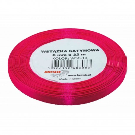 683083 WSTĄŻKA SATYNOWA KOLOR RÓŻOWY 6x32 BREWIS