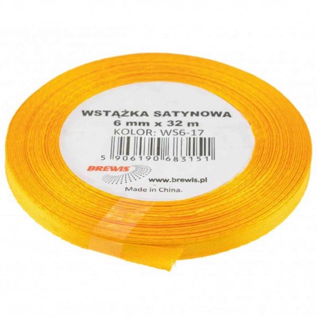 683151 WSTĄŻKA SATYNOWA KOLOR ŻÓŁTY ZŁOCISTY 6x32 BREWIS