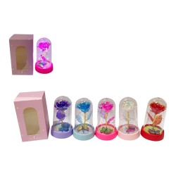 489902 RÓŻA MIX KOLORÓW POD KLOSZEM ŚWIECĄCA