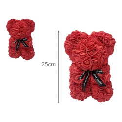 489926 CZERWONY MIŚ Z RÓŻ + PUDEŁKO WALENTYNKA 25 CM gazelo