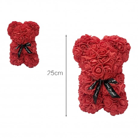 489926 CZERWONY MIŚ Z RÓŻ + PUDEŁKO WALENTYNKA 25 CM gazelo