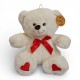 243070 PLUSZOWA MIŚ Z SERCEM I CZERWONĄ KOKARDĄ 28CM DEEF