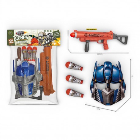 463561 ZESTAW PISTOLET WYRZUTNIA RAKIET Z MASKĄ BIGTOYS