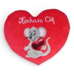 174710 SD PLUSZOWE SERCE MYSZ "KOCHAM CIE" 57 CM WALENTYNKA