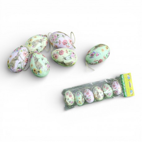 170860 JAJKA STYROPIANOWE MALOWANE Z ZAWIESZKĄ MIX 6 szt. WIELKANOC 7&7