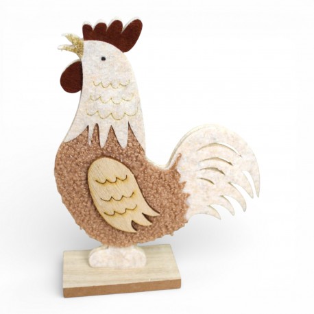 3782268 FIGURKA KURA FILCOWA NA DREWNIANEJ PODSTAWIE 7&7