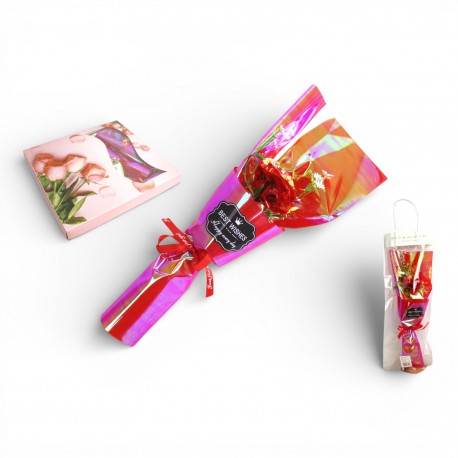 168416 WIECZNA RÓŻA HOLOGRAFICZNA WALENTYNKOWA W FOLII 33 CM 7&7