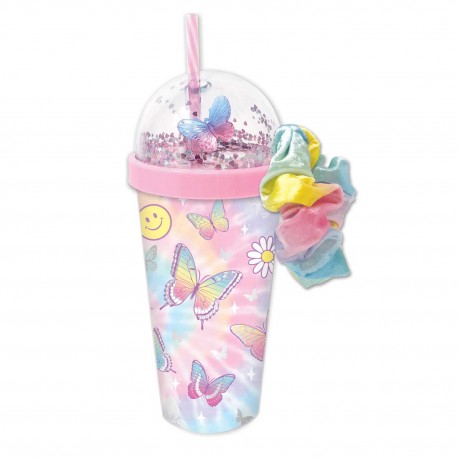 060064 HOT FOCUS BIDON KUBEK Z GUMKĄ SCRUNCHIE MOTYLKI PULIO