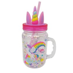 028897 HOT FOCUS BIDON KUBEK Z UCHEM I SŁOMKĄ JEDNOROŻEC PULIO