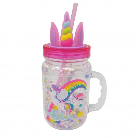 028897 HOT FOCUS BIDON KUBEK Z UCHEM I SŁOMKĄ JEDNOROŻEC PULIO