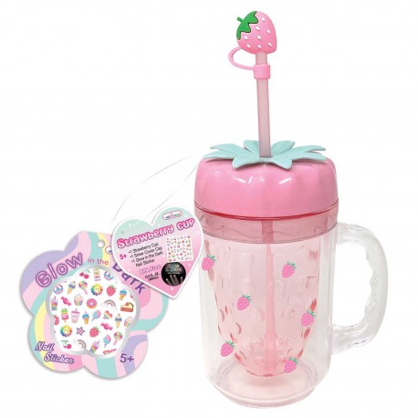 078526 HOT FOCUS BIDON KUBEK ZE SŁOMKĄ I NAKLEJKAMI TRUSKAWKA PULIO