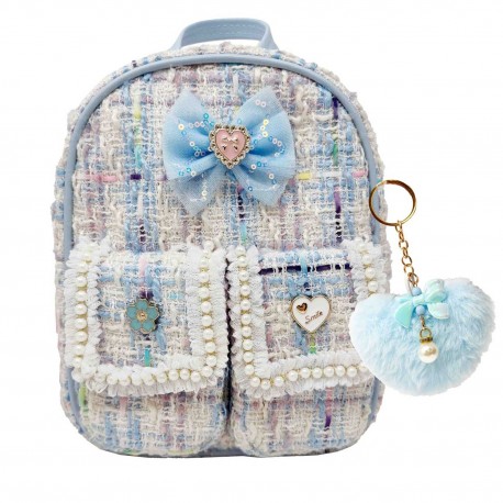 068190 HOT FOCUS PLECAK PLECACZEK Z BRELOKIEM POMPONEM NIEBIESKI PULIO