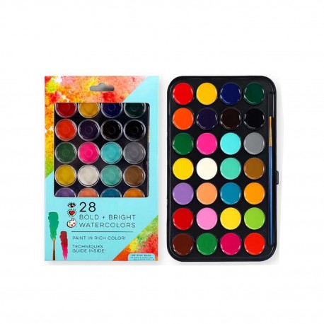 240637 STNUX FARBY WODNE AKWARELOWE 28 INTENSYWNYCH KOLORÓW + PĘDZELEK