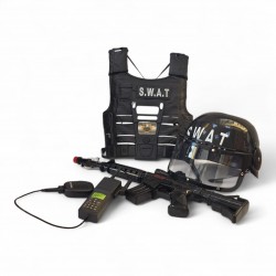 906819 ZESTAW POLICYJNY SWAT KASK KARABIN KAMIZELKA RADIO ODZNAKA F.H. TOYS