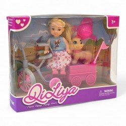 905027 MINI LALKA ZESTAW LALECZKA Z PIESKIEM NA ROWERZE F.H. TOYS