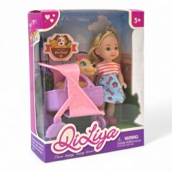 905010 MINI LALKA ZESTAW LALECZKA Z PIESKIEM NA WÓZKU F.H. TOYS