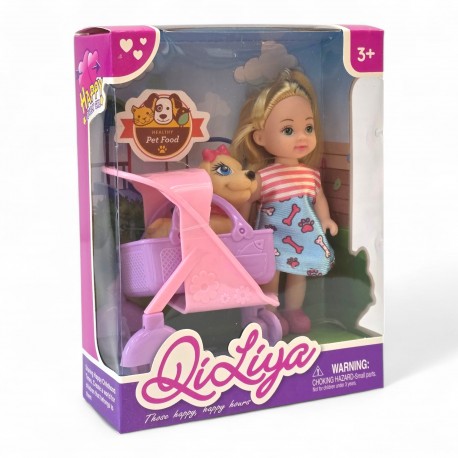 905010 MINI LALKA ZESTAW LALECZKA Z PIESKIEM NA WÓZKU F.H. TOYS