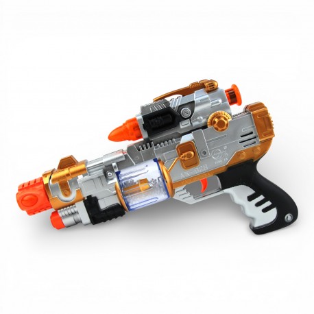 5122017 PISTOLET KOSMICZNY W FOLII ŚWIATŁO DŹWIĘK DROMADER