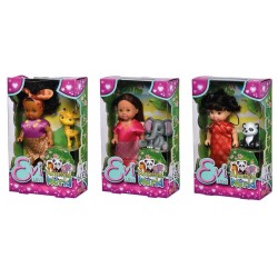 073596 EVI LALKA MINI 12CM Z DZIKIM ZWIERZĄTKIEM 3 ZWORY