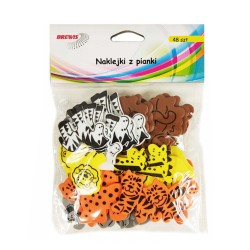 680341 NAKLEJKI Z PIANKI ZWIERZĘTA SAFARI 48 SZTUK BREWIS