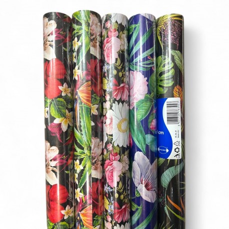757487 PAPIER PREZENTOWY OZDOBNY KWIATY 200x70 POLMAK