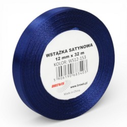 683403 WSTĄŻKA SATYNOWA GRANATOWA 12x32 BREWIS
