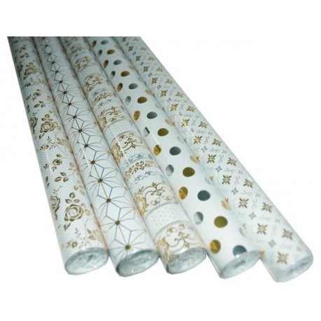 052529 PAPIER PREZENTOWY OZDOBNY BIAŁY MIX WZORÓW 2 200x70 POLMAK