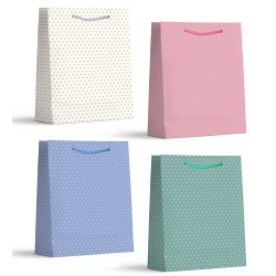 462092 WK TOREBKA TORBA PREZENTOWA PASTELOWA W GROSZKI MIX KOLOR 14x12x6cm