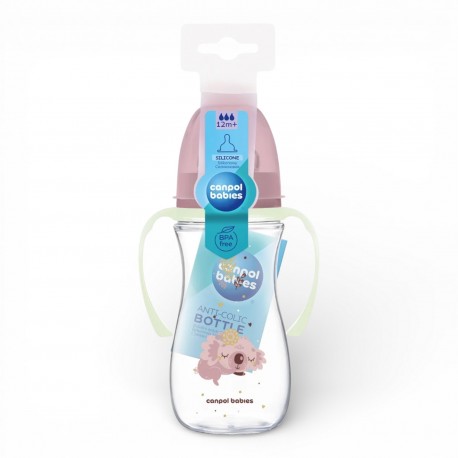 881679 CANPOL BUTELKA SZEROKA ANTYKOLKOWA ZE ŚWIECĄCYMI UCHWYTAMI EASYSTART 240ML SLEEPY KOALA